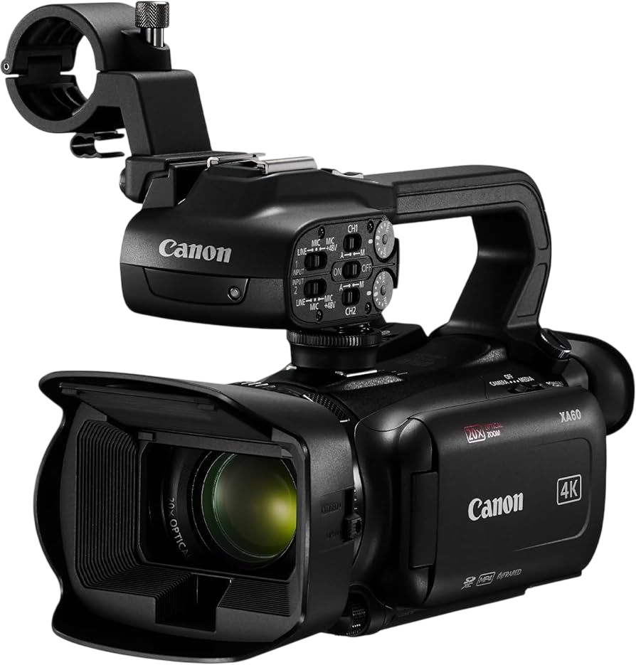 Canon XA60 4K UHD Camcorder w/ 20x Zoom, 5-Axis Stabilization & UVC Streaming - (Black)