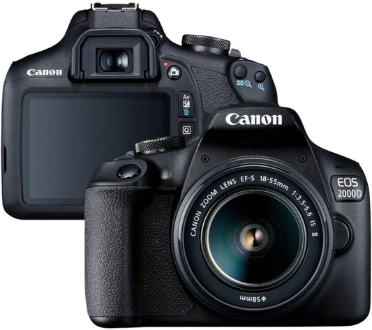 Canon EOS 2000D (Rebel T7) DSLR Camera Kit w/ 18-55mm & 75-300mm Lenses - 24.1MP Pre-Owned
