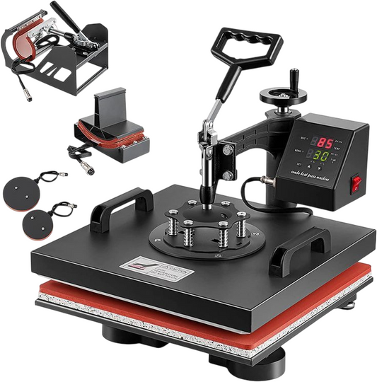 5-in-1 Swing Away Heat Press Machine (A3 380×380mm) - T-Shirt, Mug, Cap, Plate & Pad Press - Digital Control 0-230°C